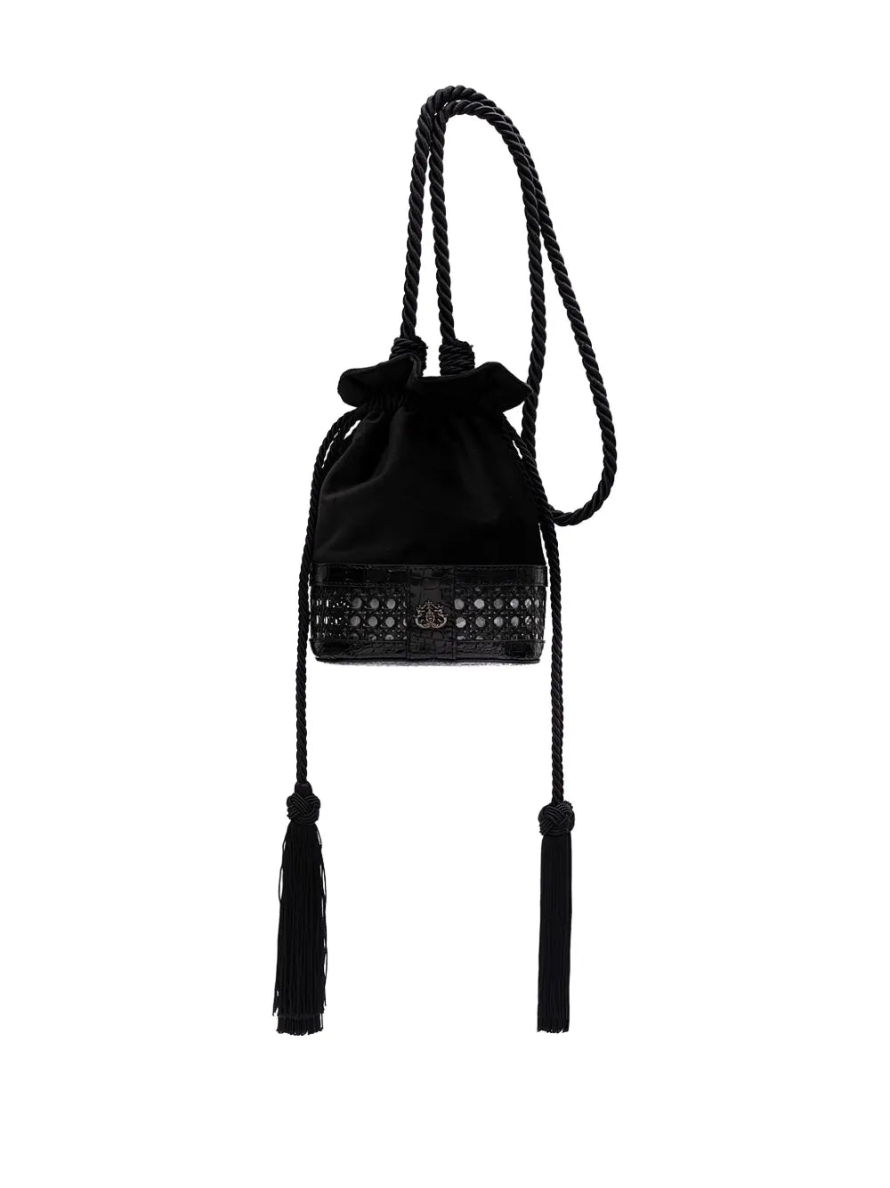 Islaembroidered velvet bucket bag