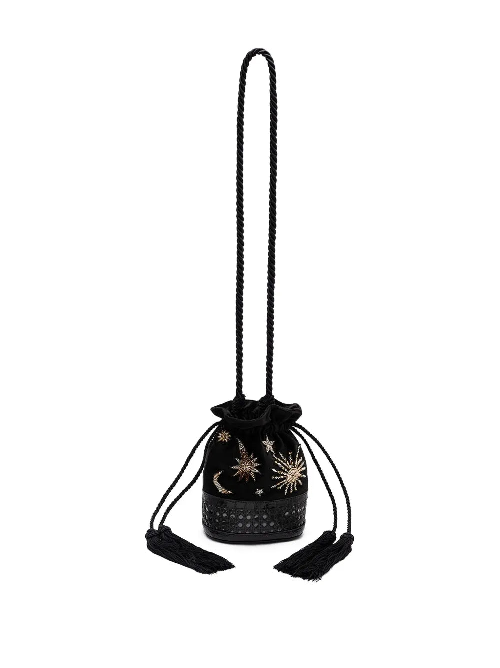 Islaembroidered velvet bucket bag