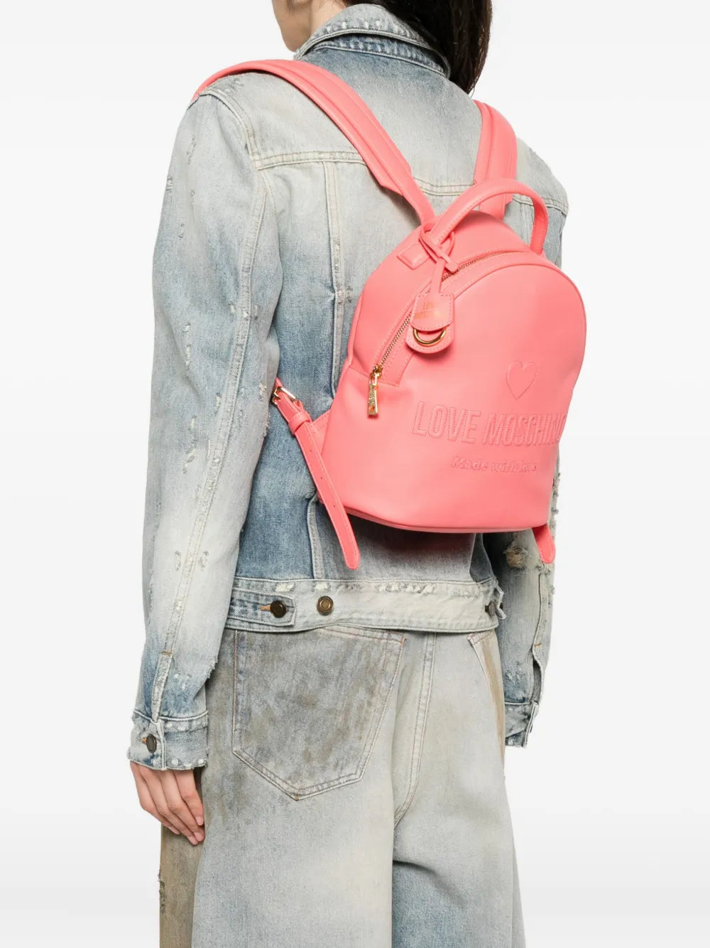 Love Moschinologo-embossed backpack