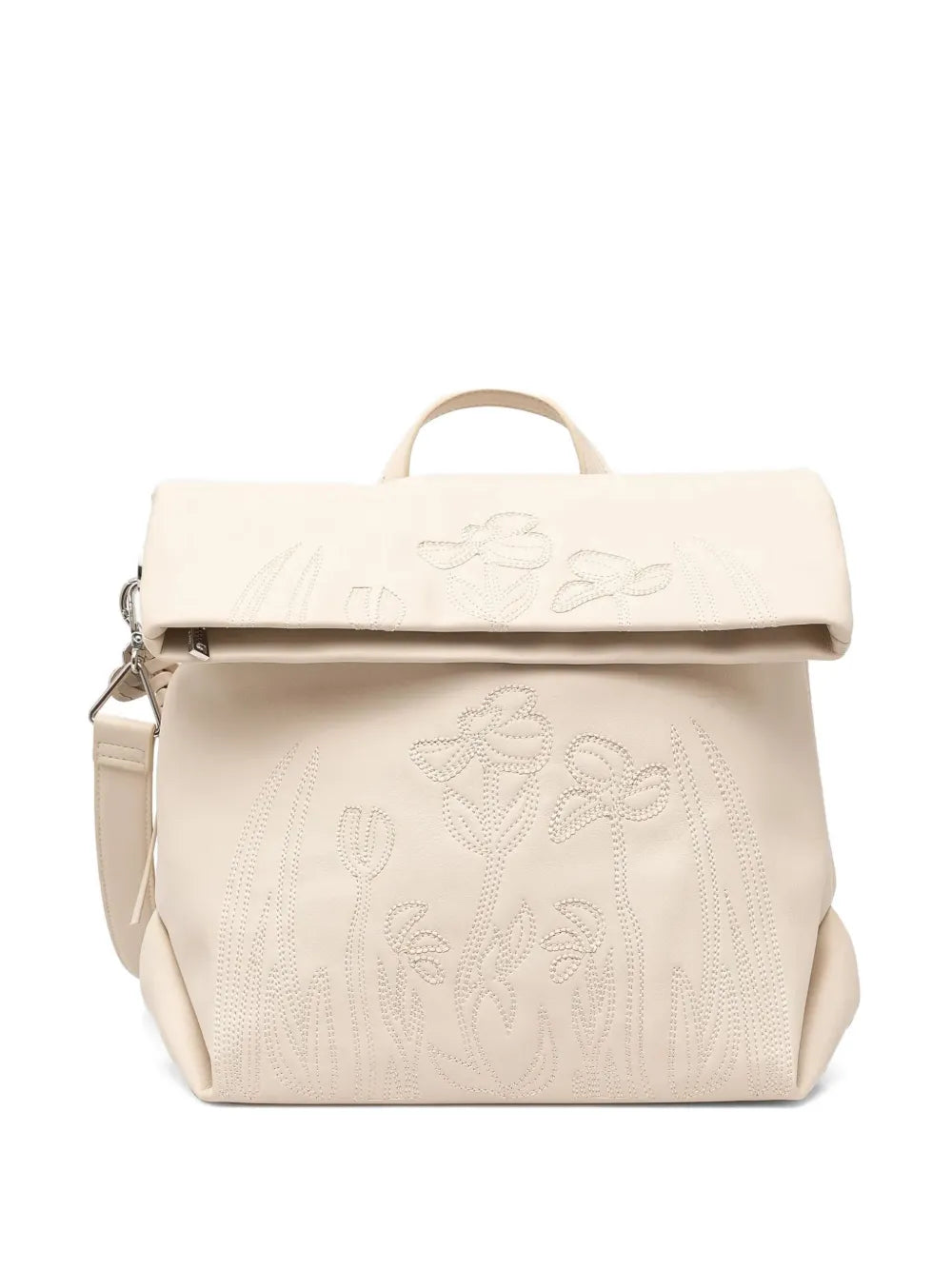 Desigualfloral-embroidered roll-top backpack