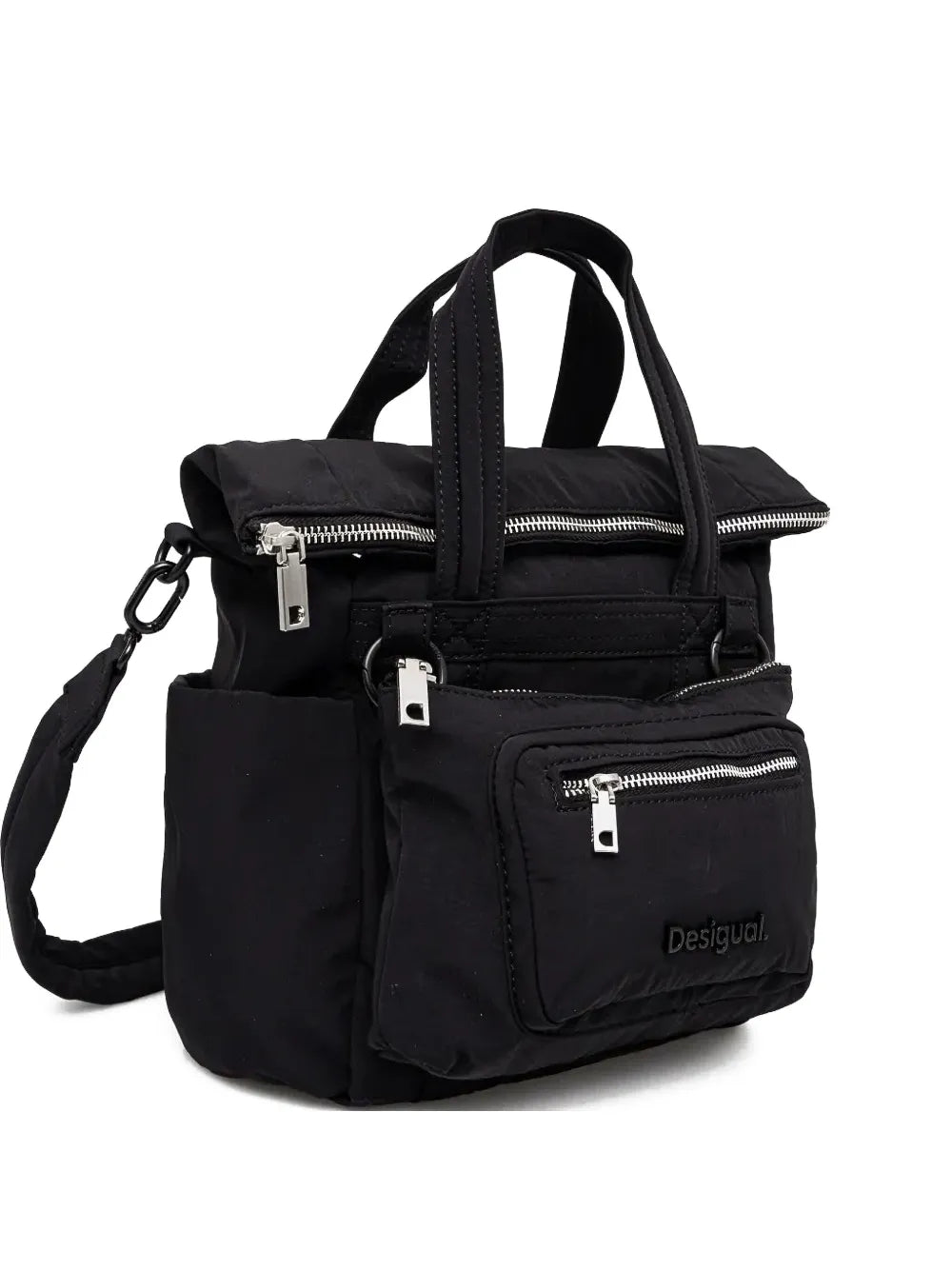 Desigualzip-fastening top-handle backpack
