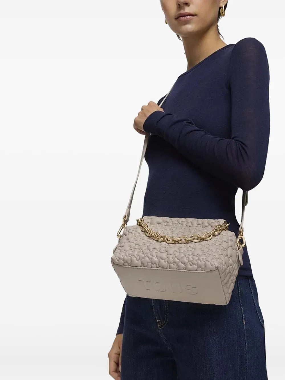 TOUSbear-embossed chain-strap cross-body bag