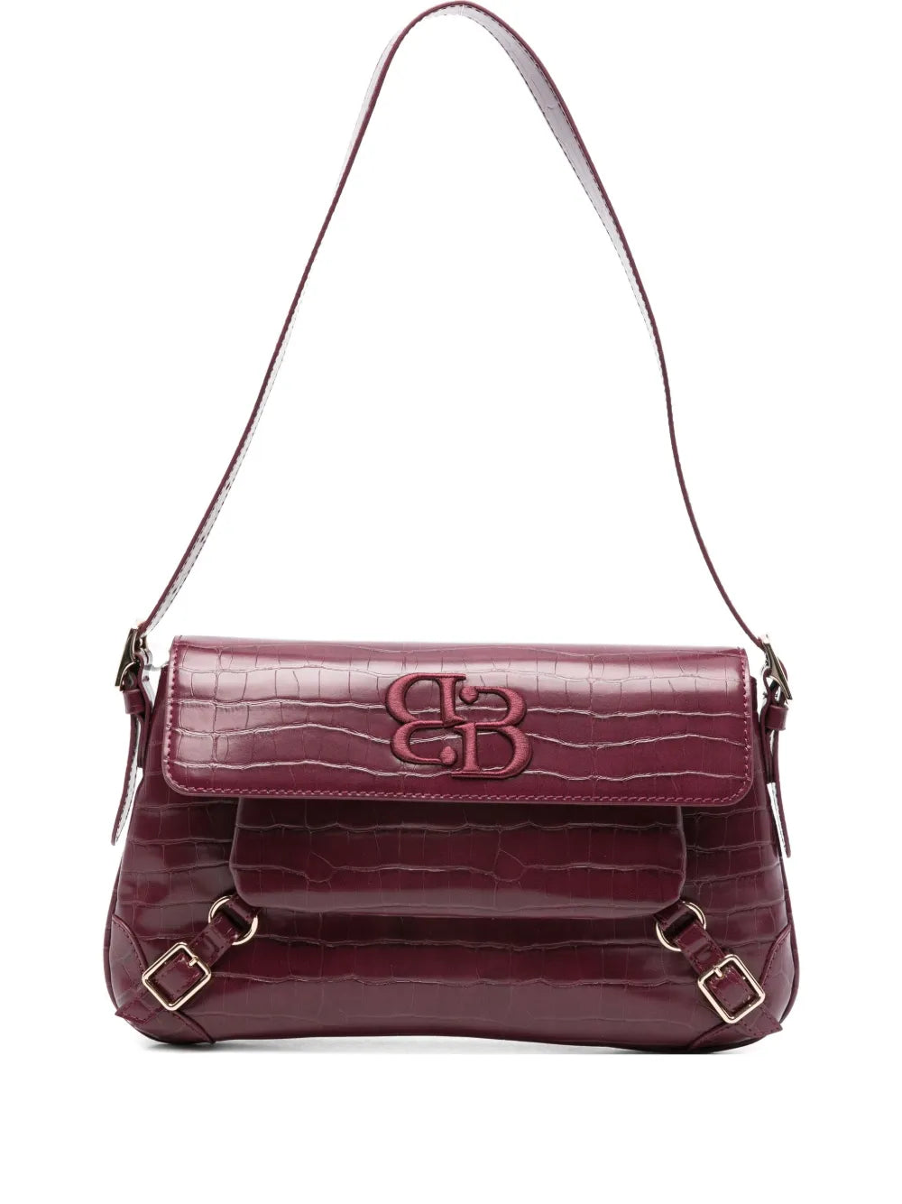 I BLUEScrocodile-effect logo shoulder bag