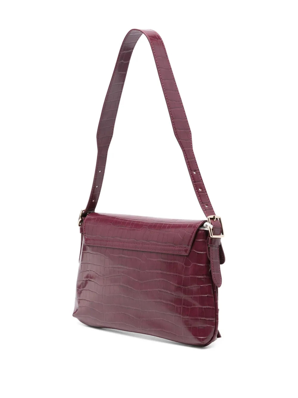 I BLUEScrocodile-effect logo shoulder bag