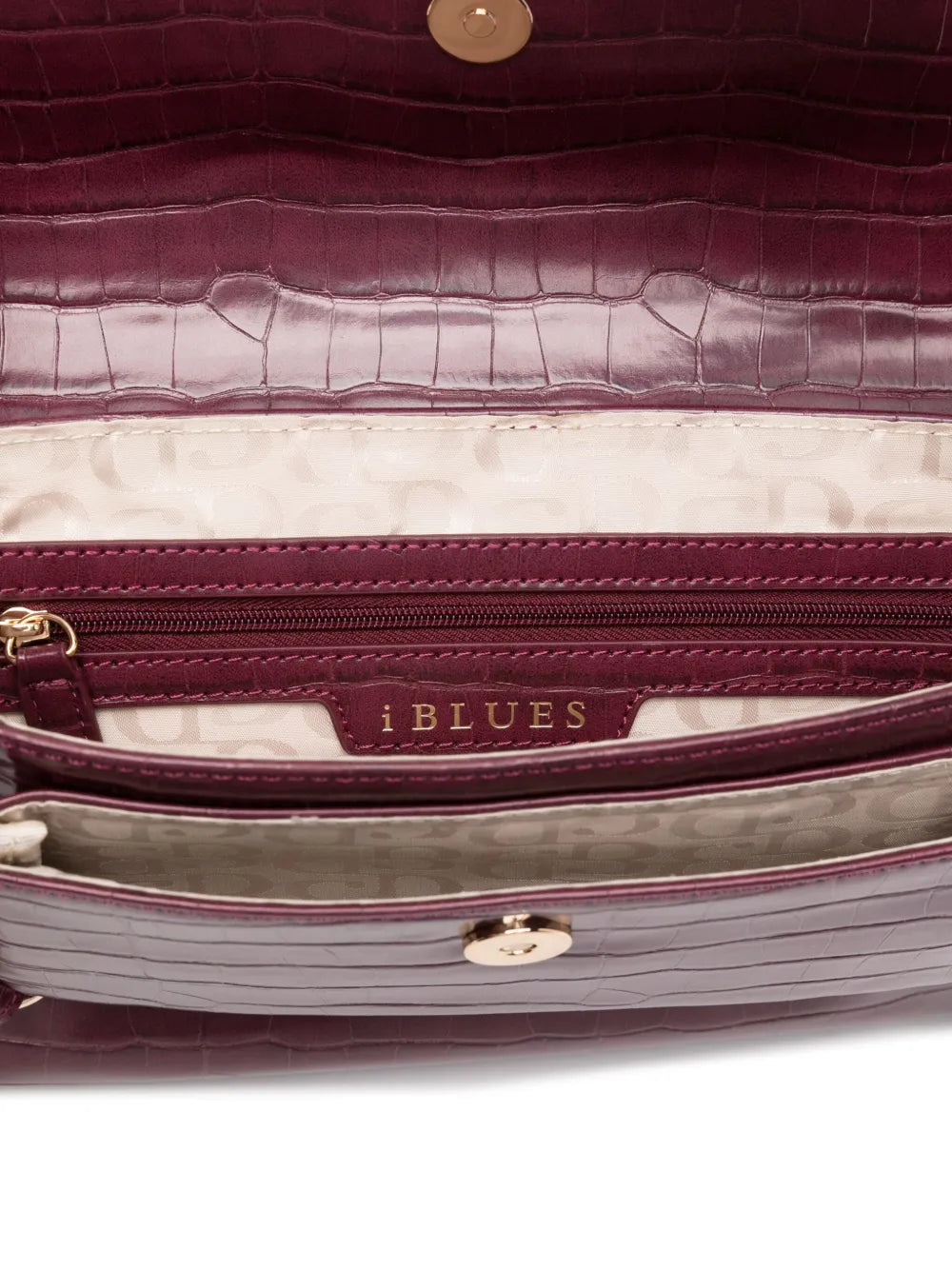 I BLUEScrocodile-effect logo shoulder bag