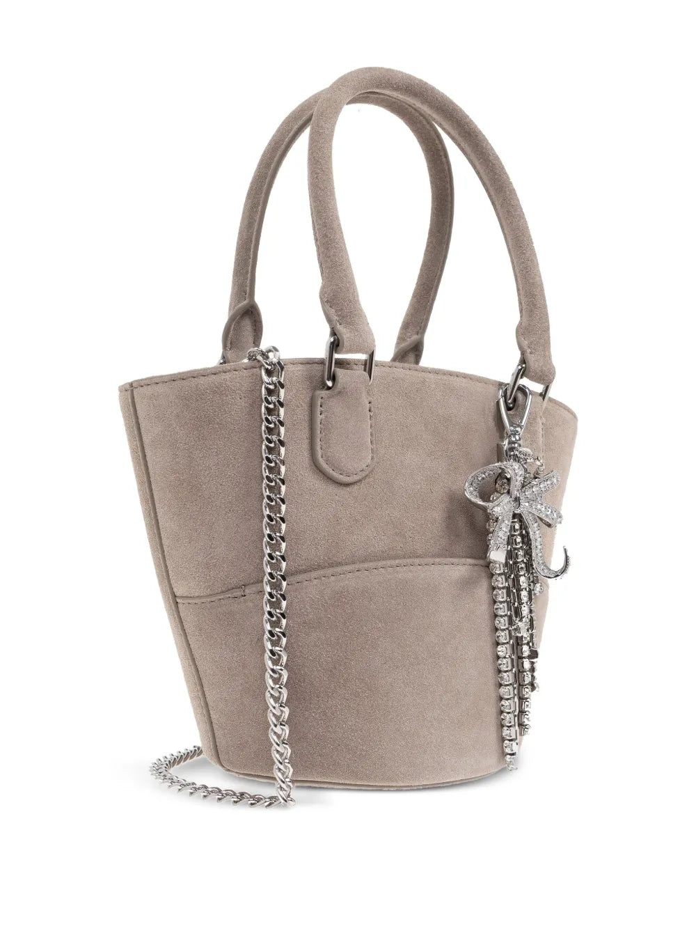 Self-Portraitcharm-detail suede bucket bag