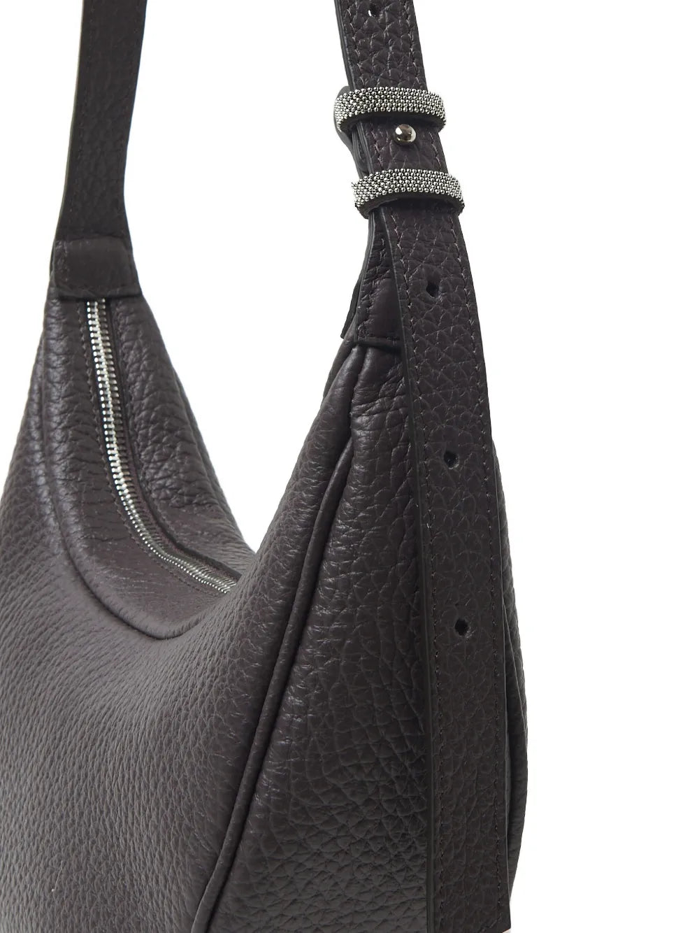 Pesericopebble-textured zip-fastening shoulder bag