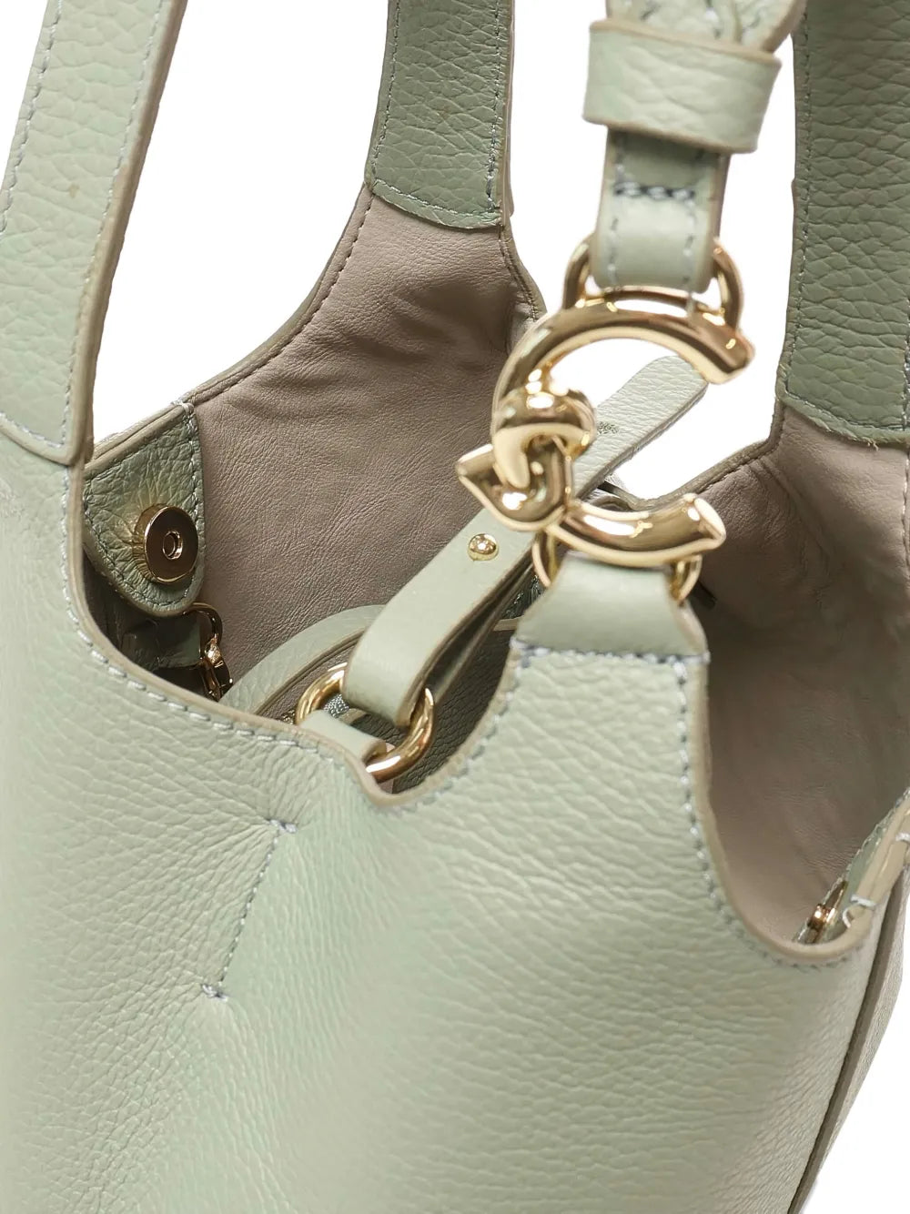 Coccinellebutton-fastening leather shoulder bag