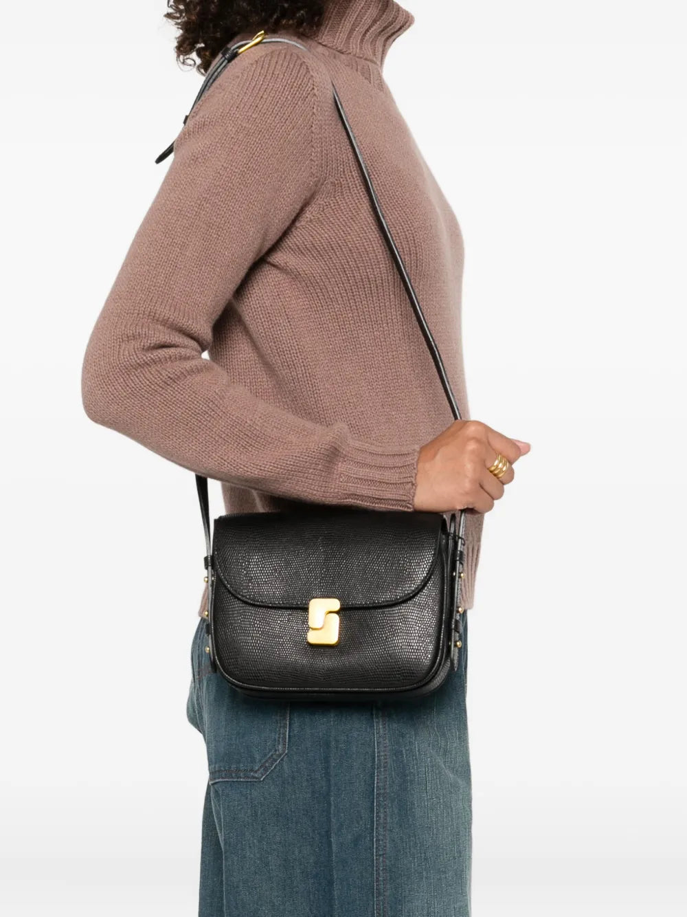 Soeurembossed-leather crossbody bag