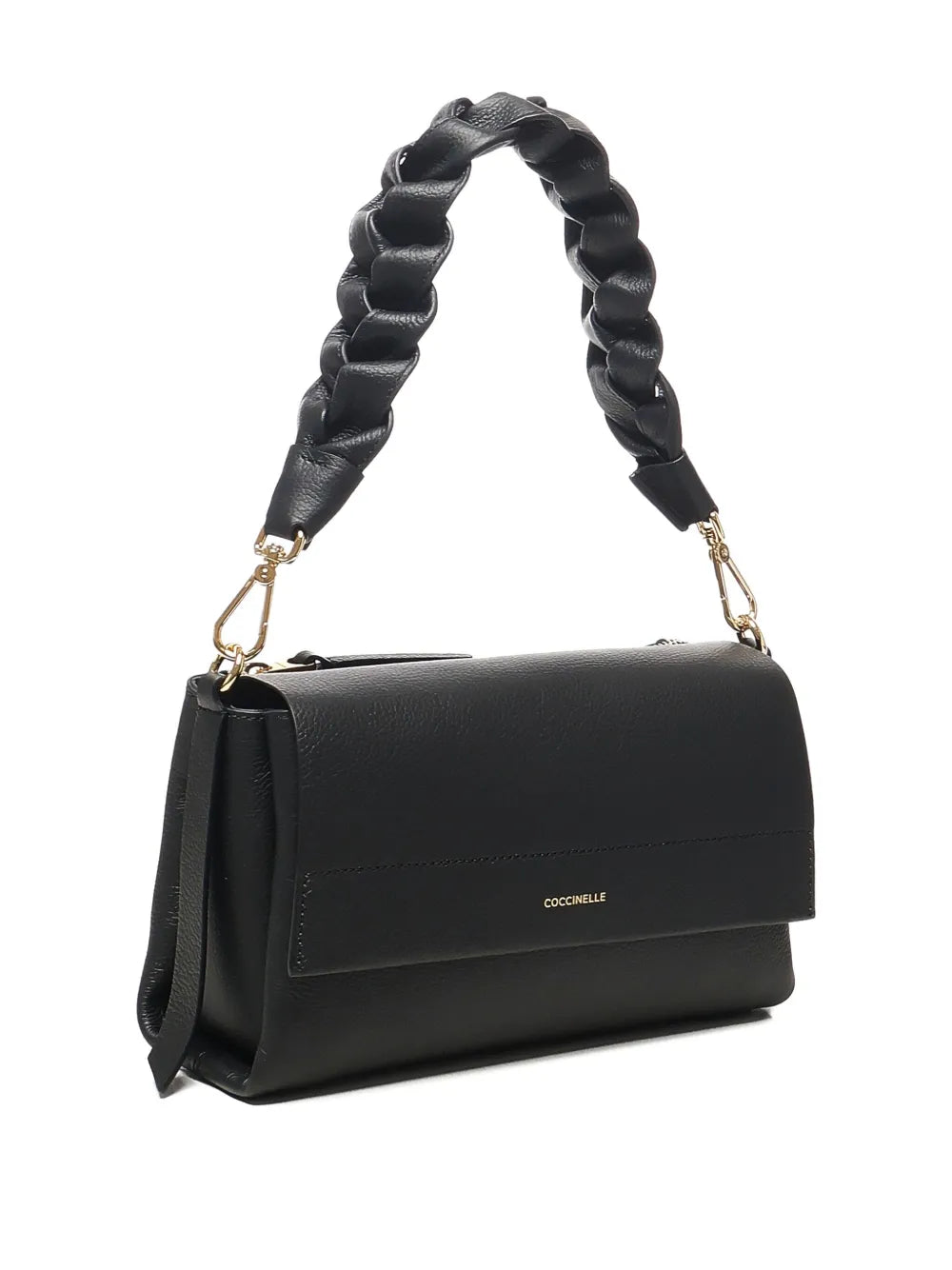 Coccinellebraided-handle leather shoulder bag