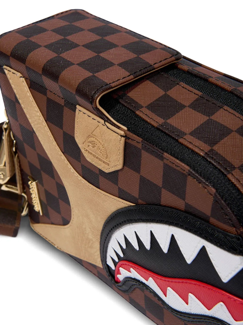 sprayground kidHennyville check-pattern shark-detail backpack