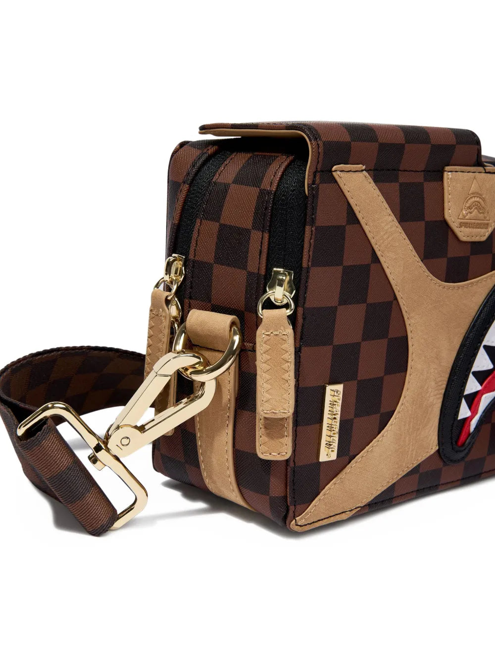 sprayground kidHennyville check-pattern shark-detail backpack