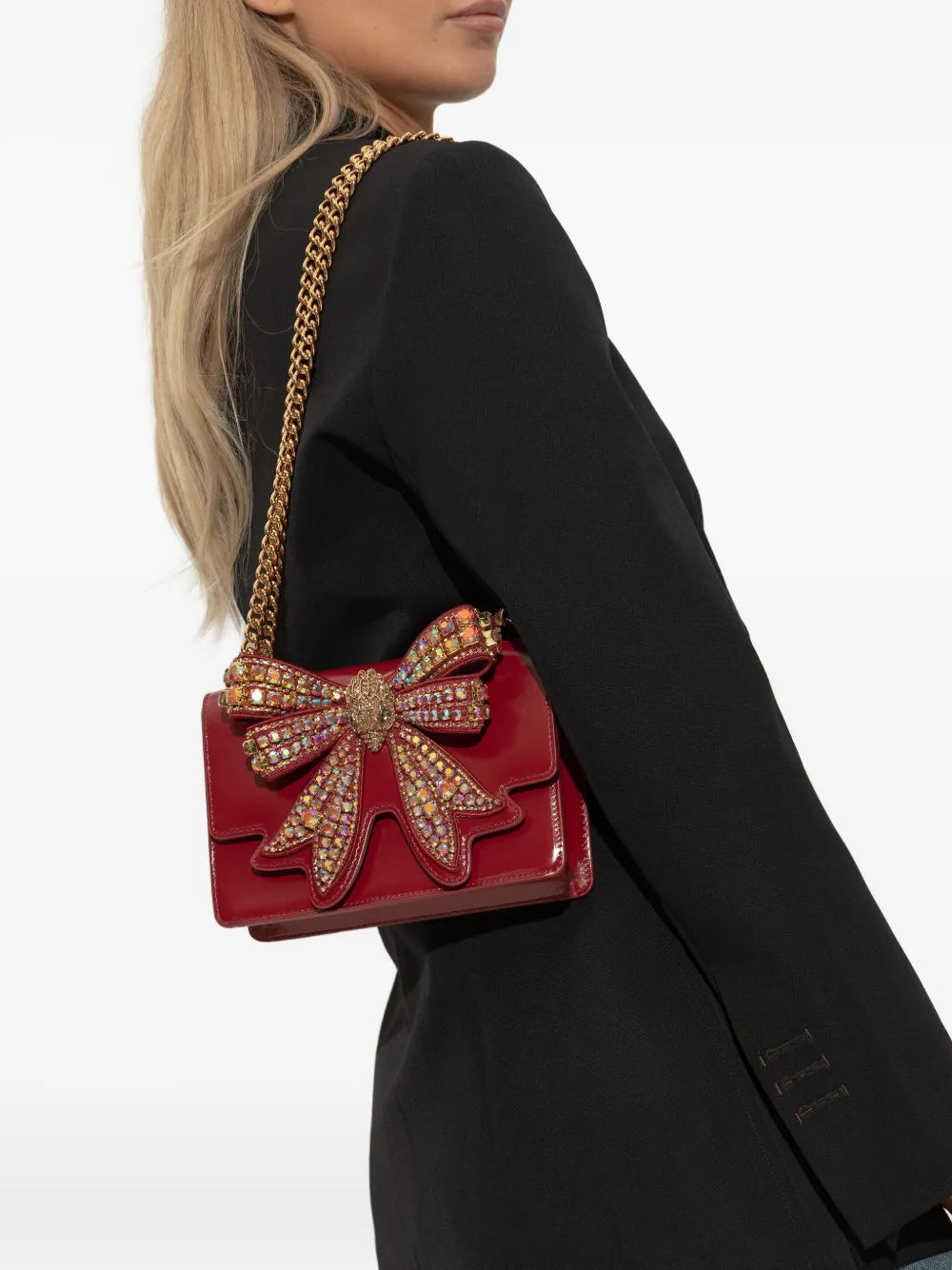 Kurt Geiger Londonsmall Shoreditch Bow jewel-embellished satchel bag