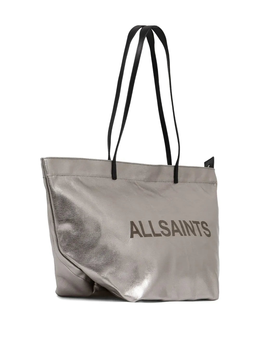 AllSaintsSerafina logo-print metallic tote bag