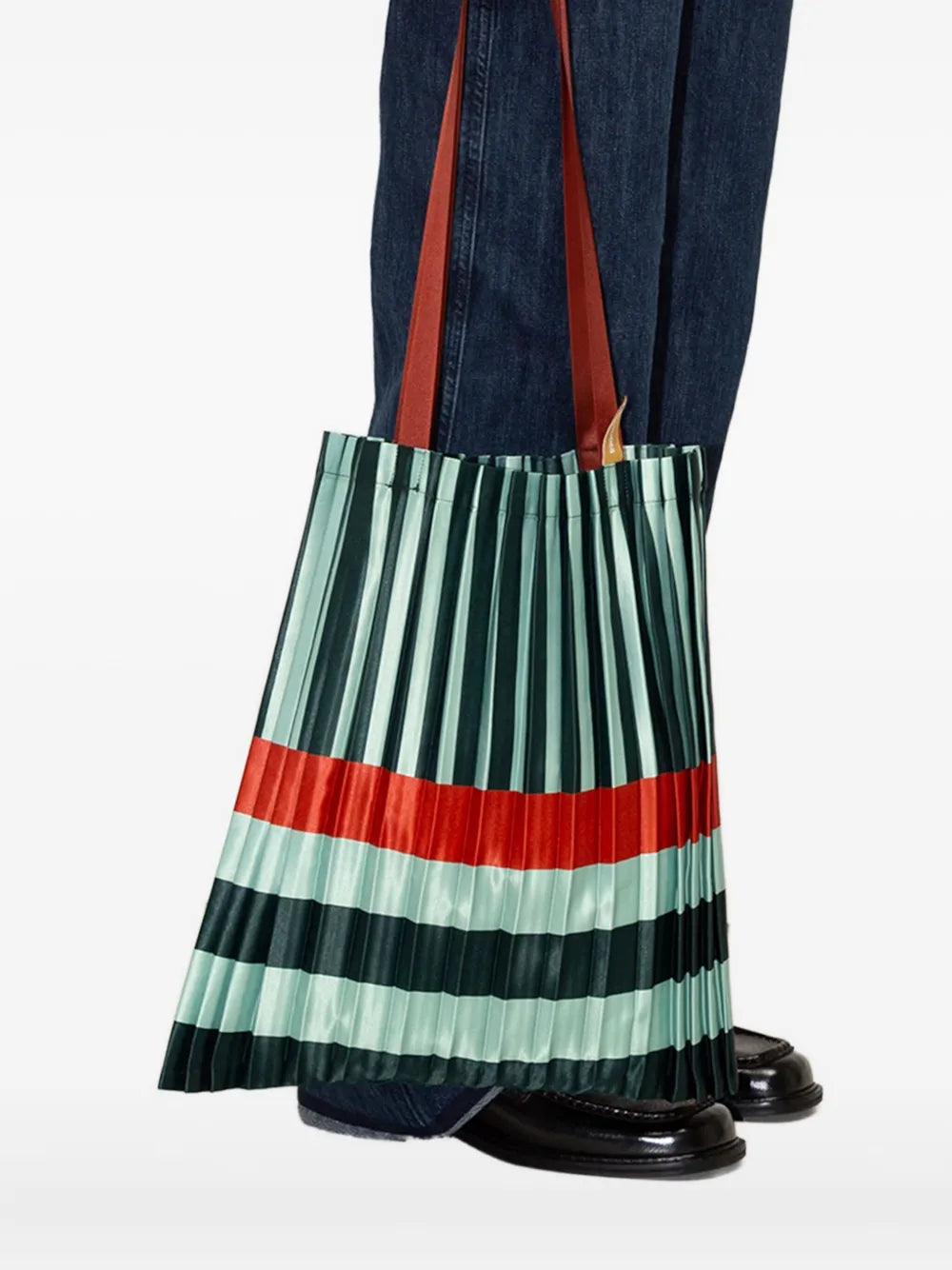 MULTITUDES BAGSSmeralda pleated striped tote bag