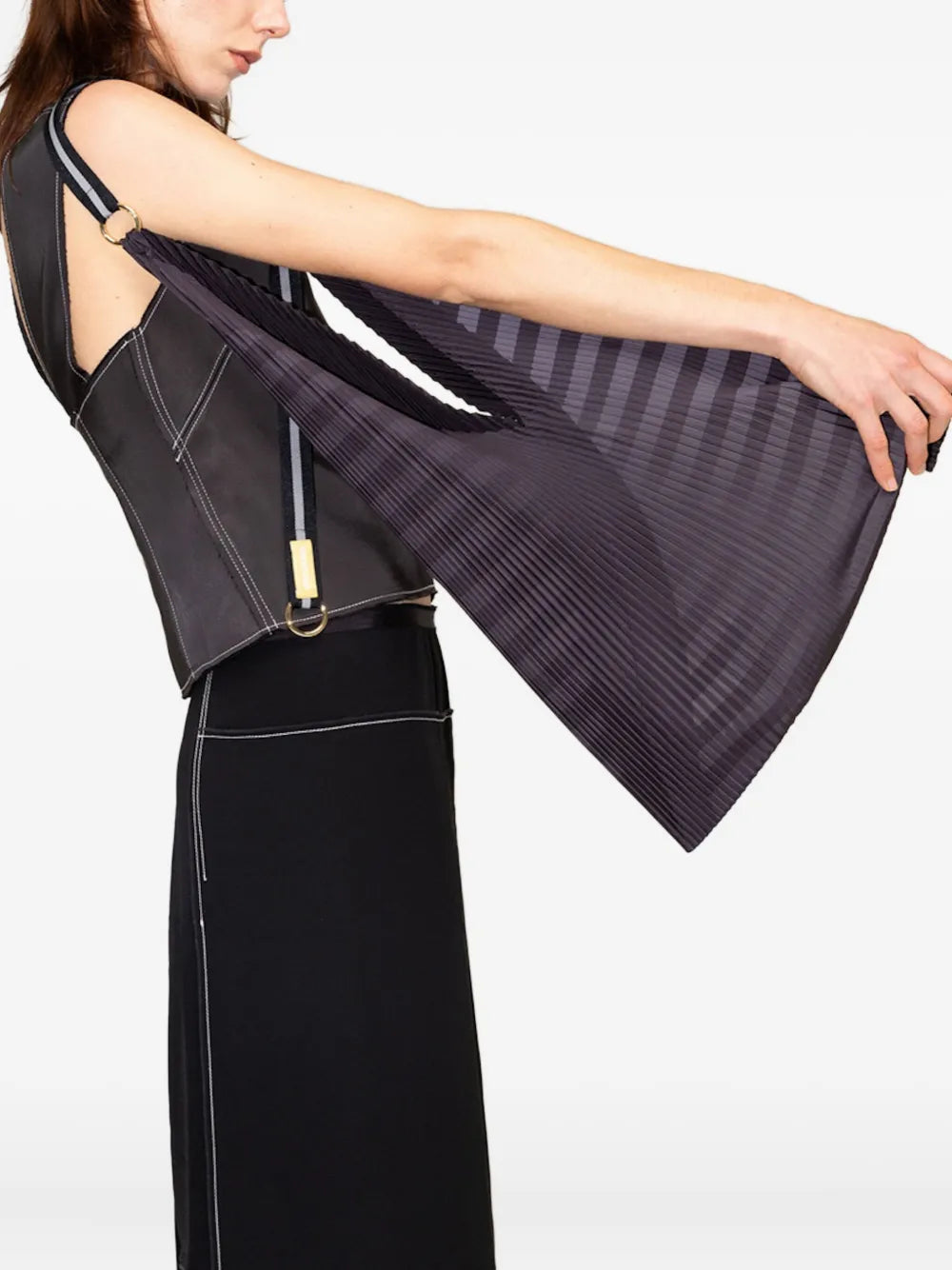 MULTITUDES BAGSClaudia pleated striped tote bag