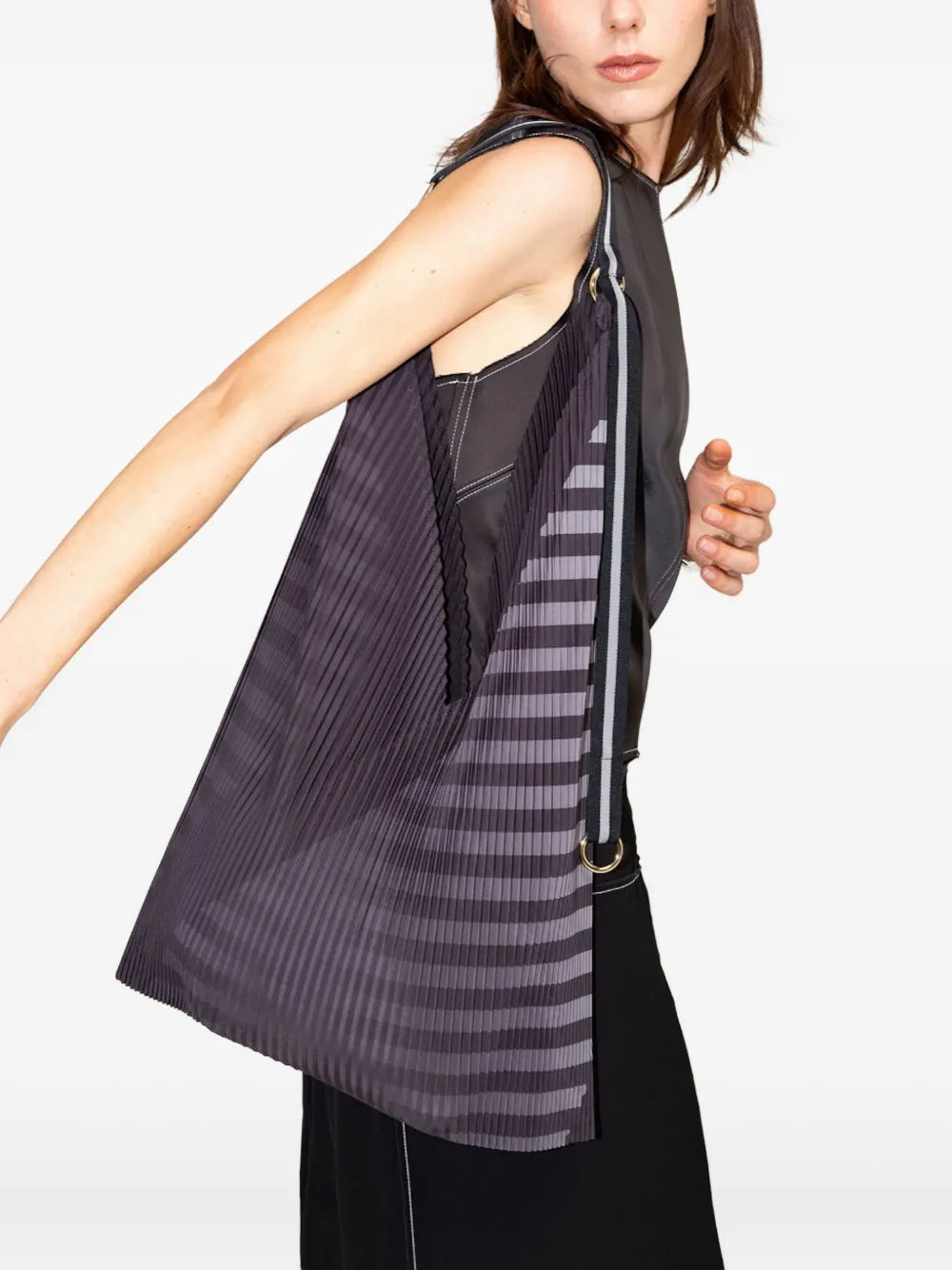 MULTITUDES BAGSClaudia pleated striped tote bag