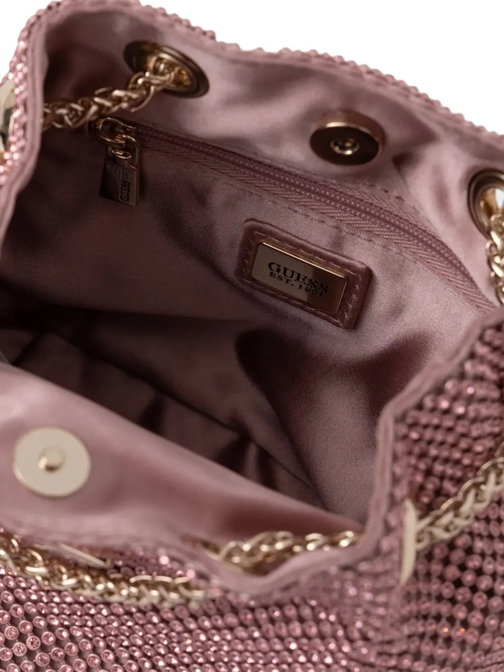 GUESS USASofia rhinestone-embellished mini bucket bag