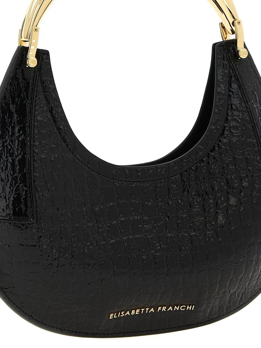 Elisabetta Franchicrocodile-print half-moon shoulder bag