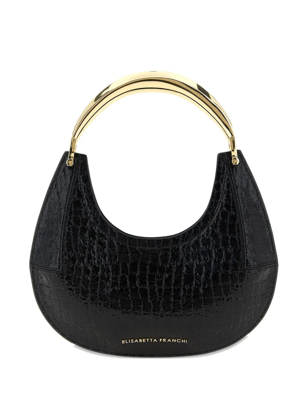 Elisabetta Franchicrocodile-print half-moon shoulder bag