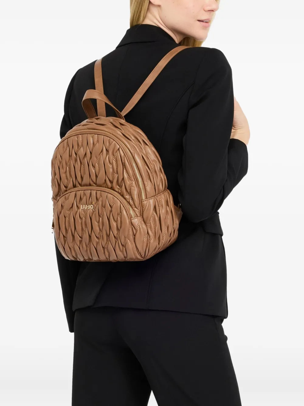 LIU JOquilted logo backpack