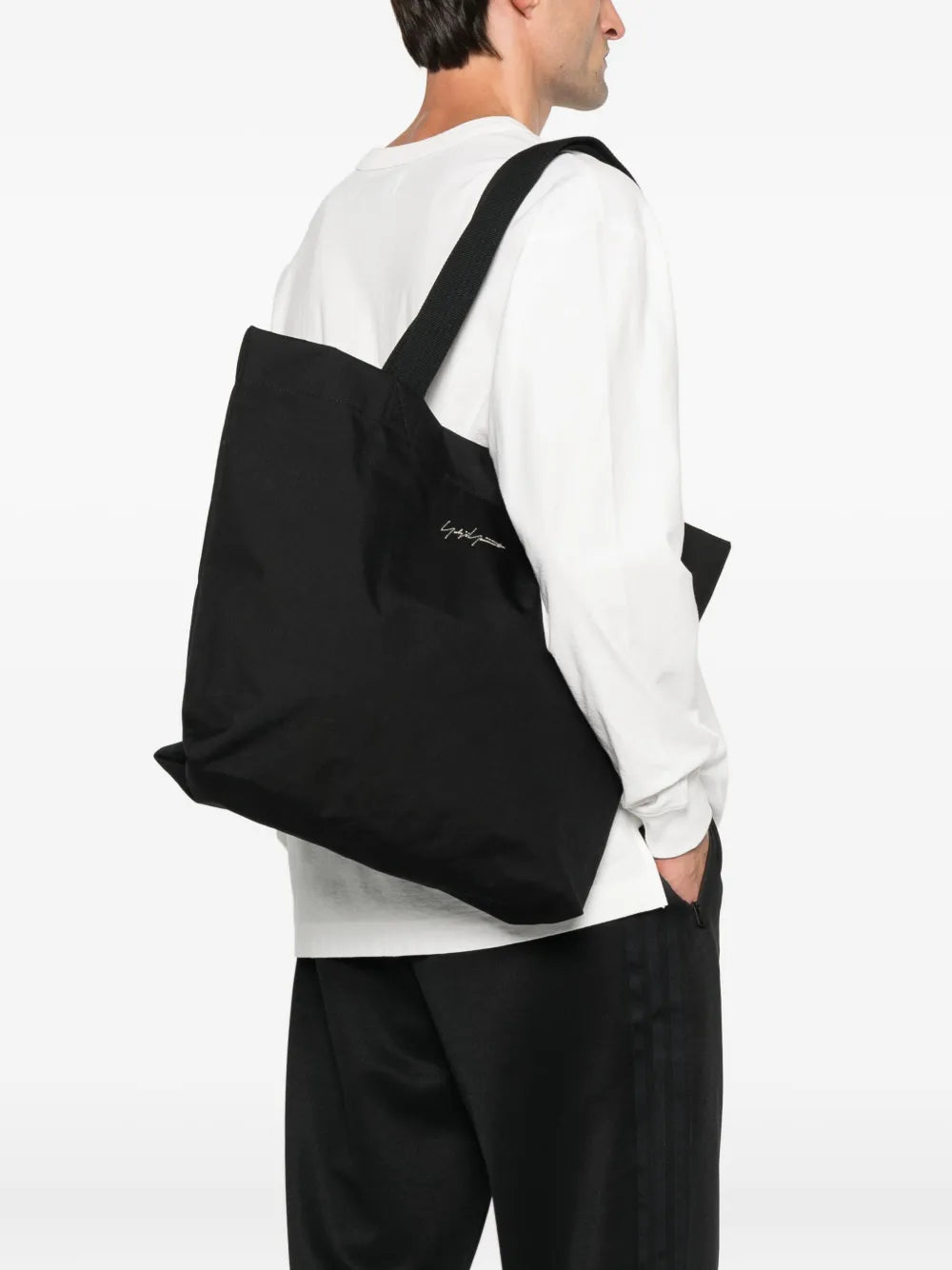 Y-3logo-embroidered tote bag