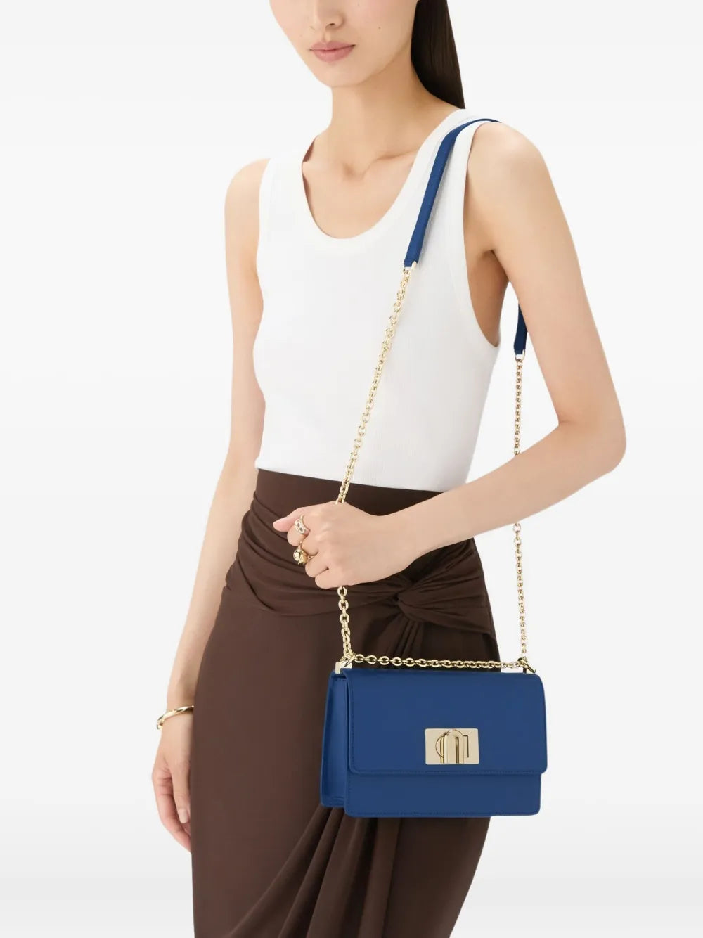 Furlaflap-lock chain shoulder bag