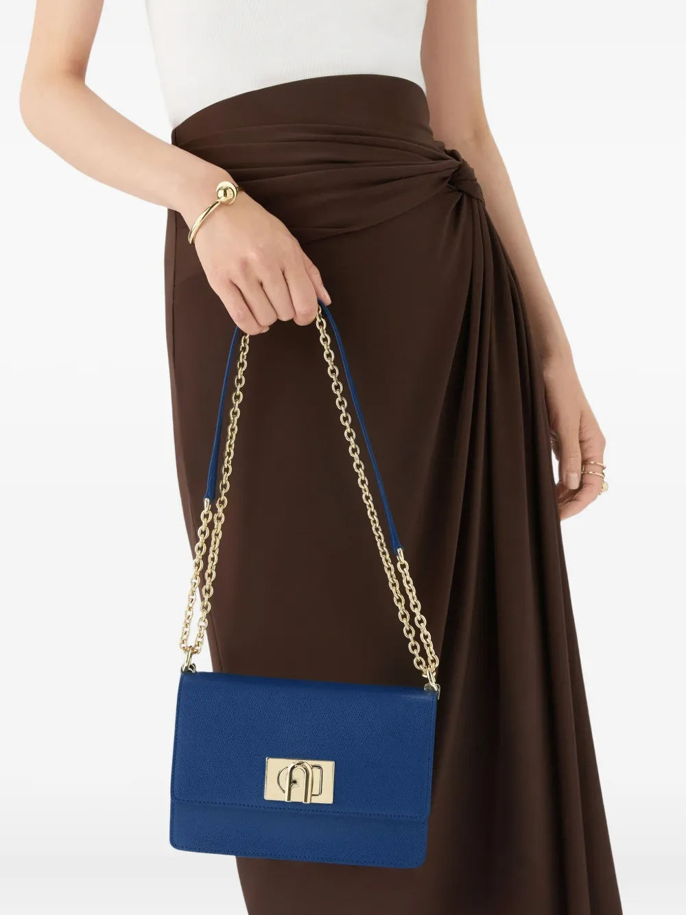 Furlaflap-lock chain shoulder bag
