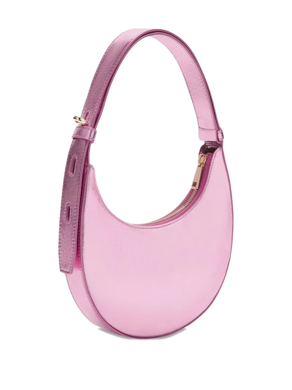 Furlametallic-effect crescent shoulder bag