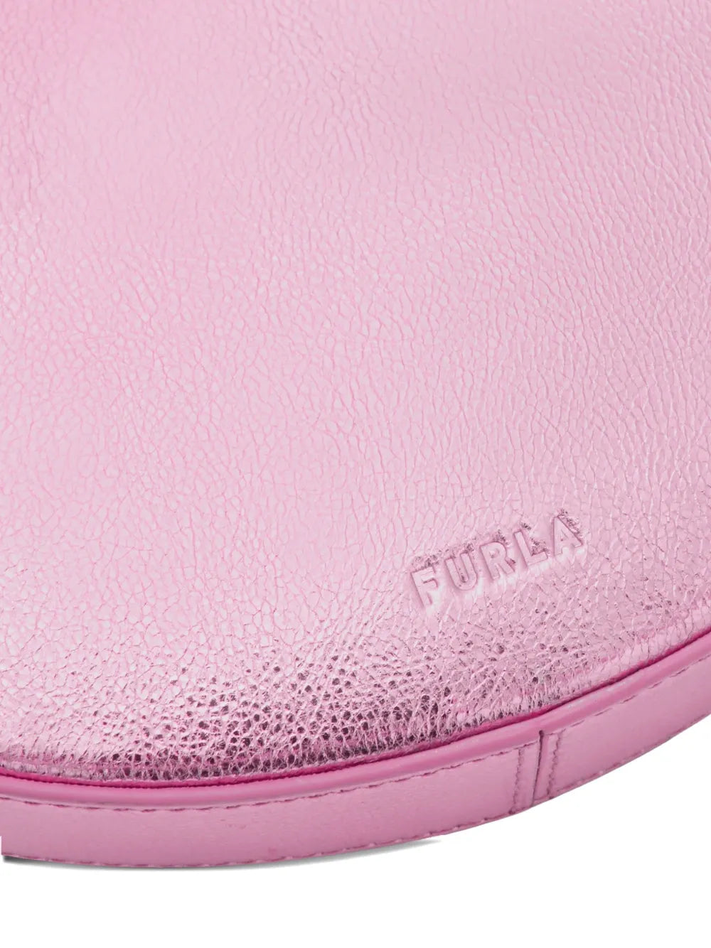Furlametallic-effect crescent shoulder bag