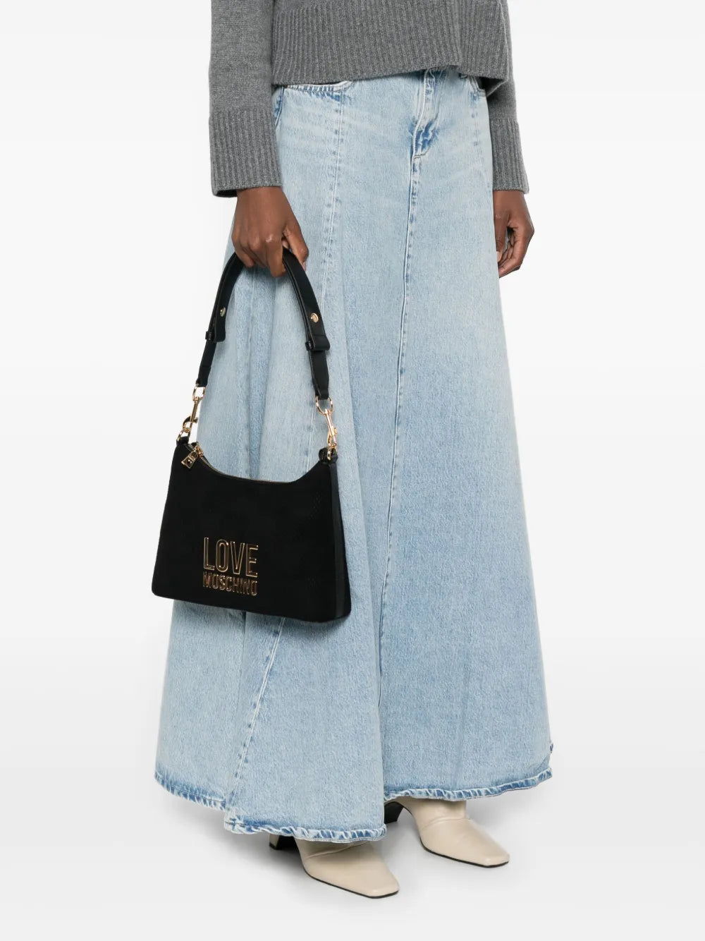 Love Moschinologo-plaque checkered shoulder bag