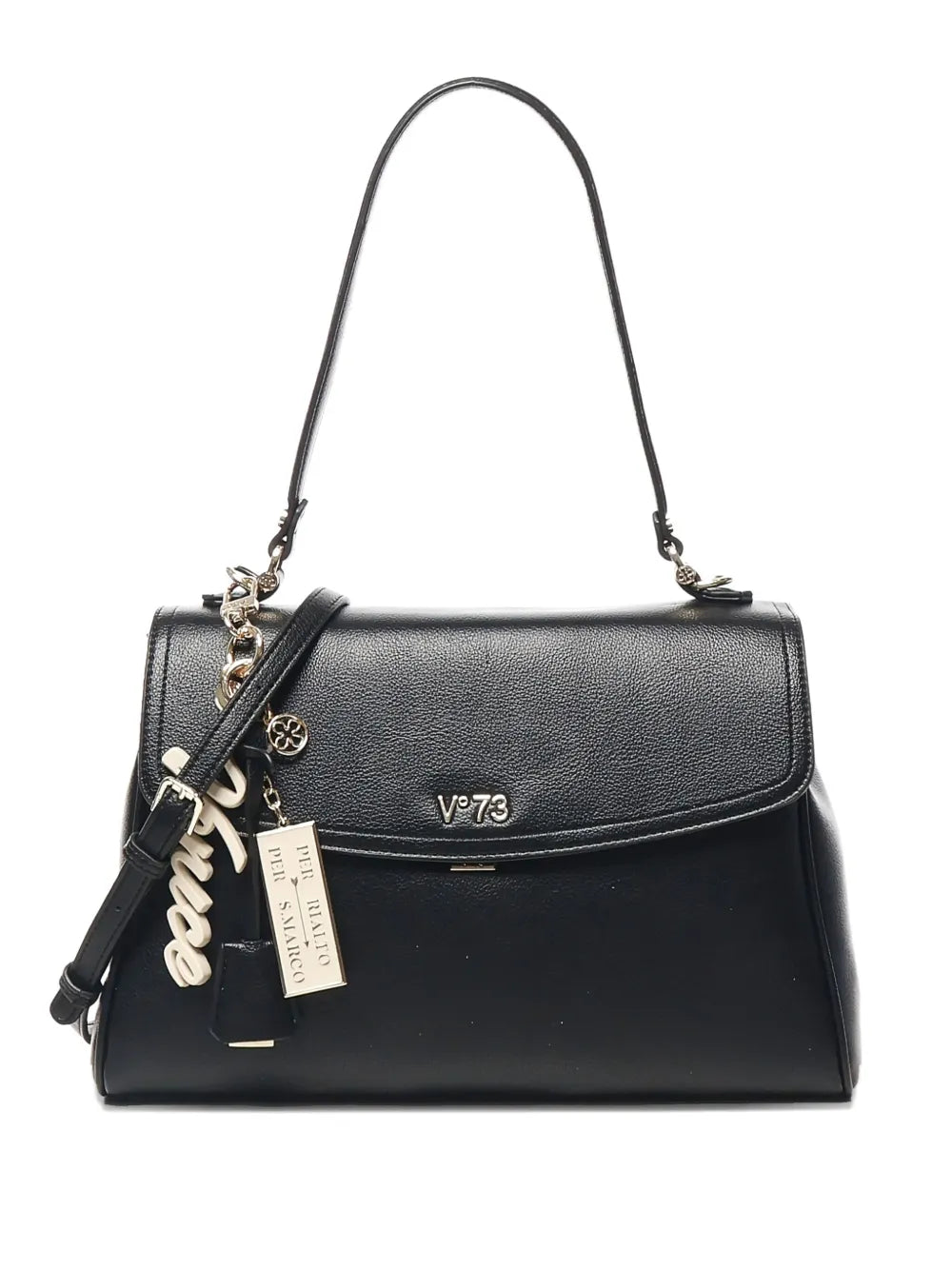 V3chain-accented flap shoulder bag