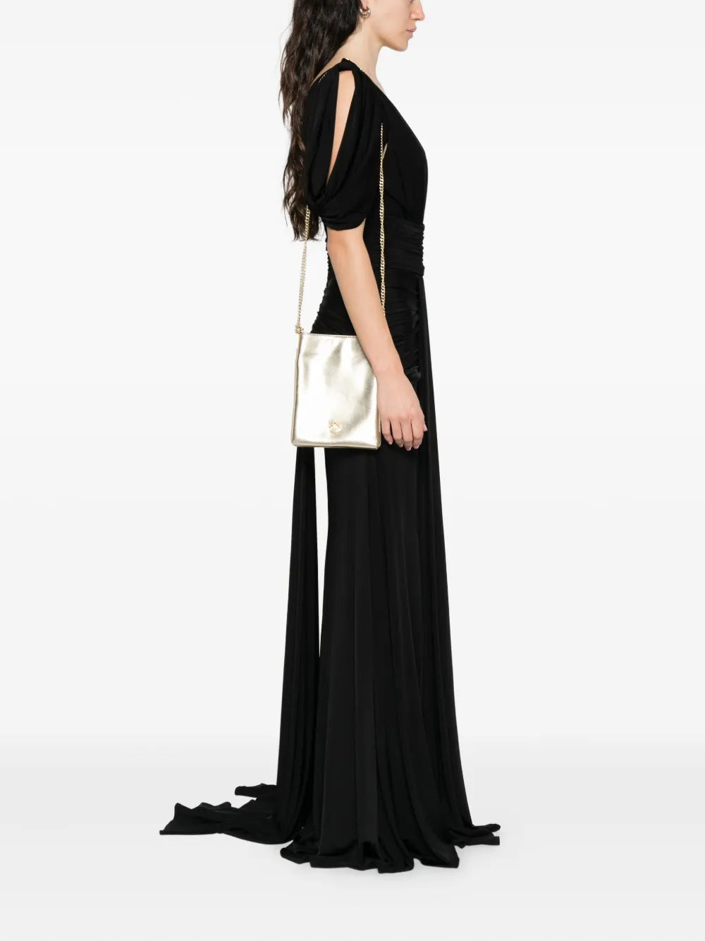 PINKOmetallic-effect leather cross body bag