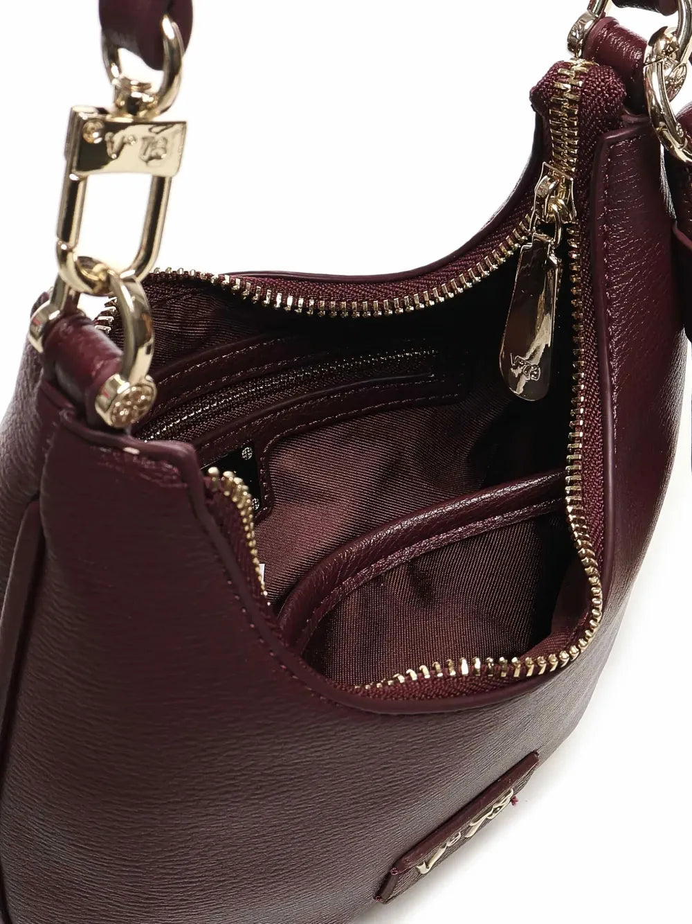 V3zip-fastening half-moon shoulder bag
