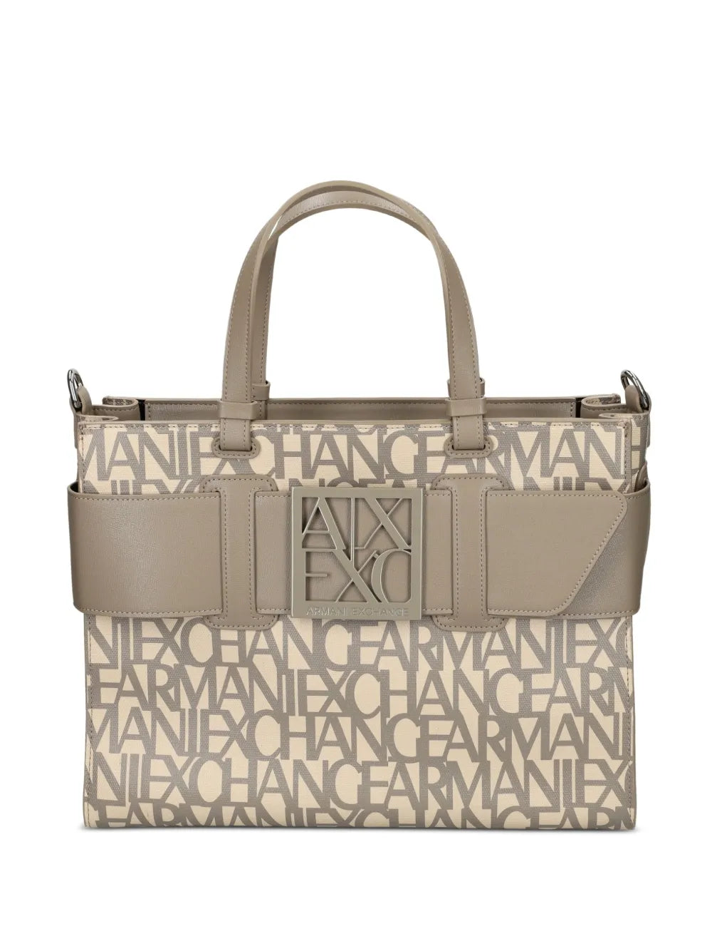 Armani Exchangelogo-plaque buckle tote bag