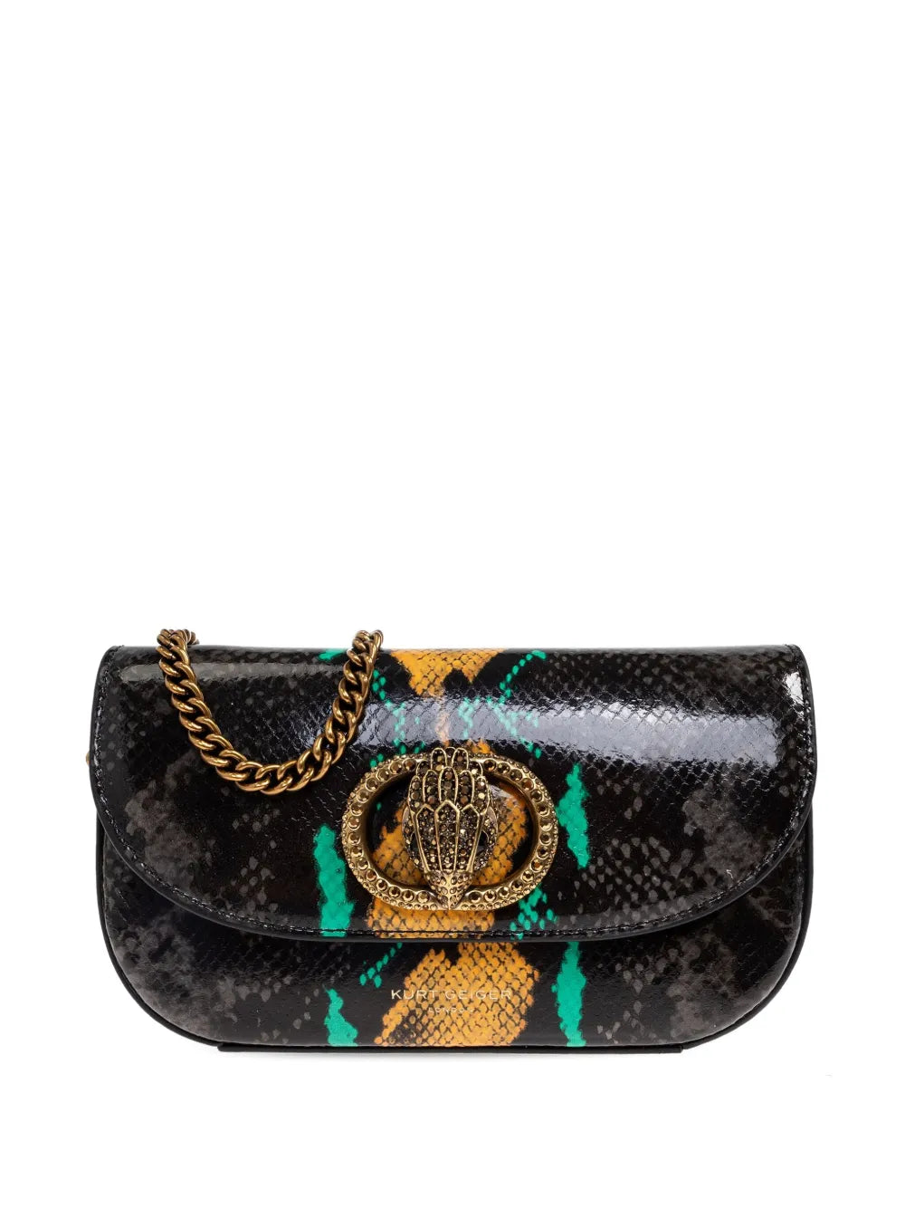 Kurt Geiger Londonsmall Chelsea snake-print chain cross-body bag