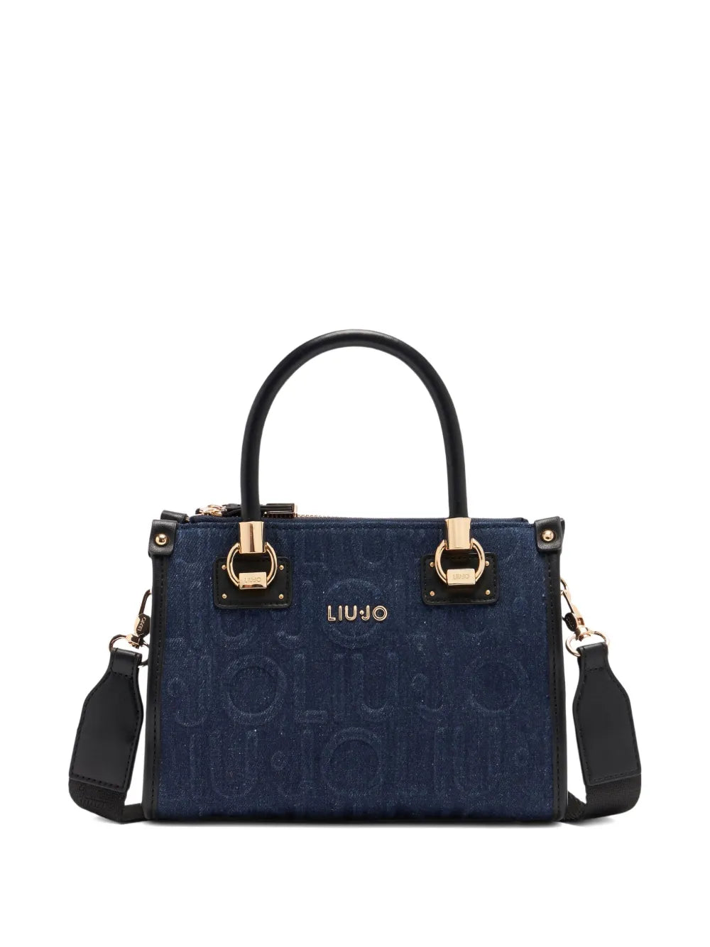 LIU JOsmall logo-embossed denim tote bag