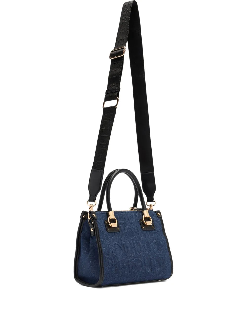 LIU JOsmall logo-embossed denim tote bag