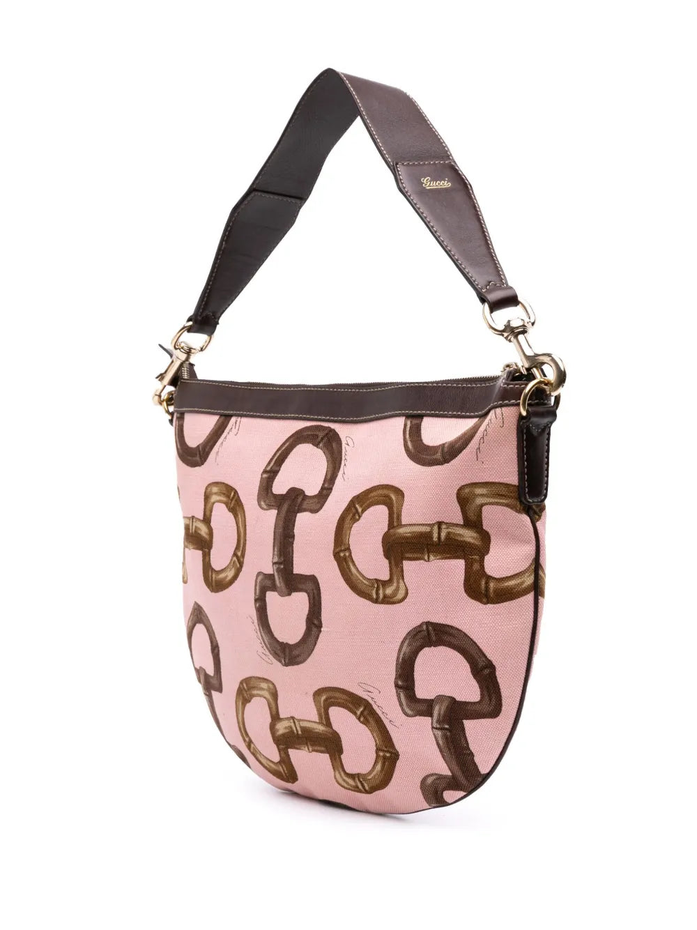 Pre-OwnedGucci Pre-Owned2000-2015 Canvas Bamboo Horsebit Print hobo bag