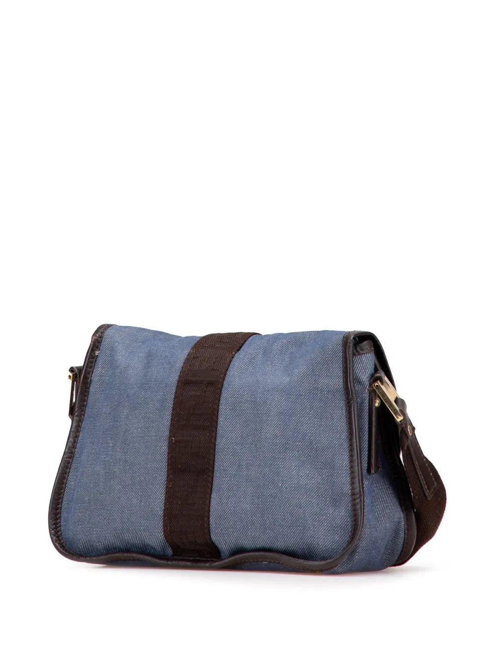 Pre-OwnedFendi Pre-Owned2000-2010 Zucca Trimmed Denim Buckle Flap Bag crossbody bag