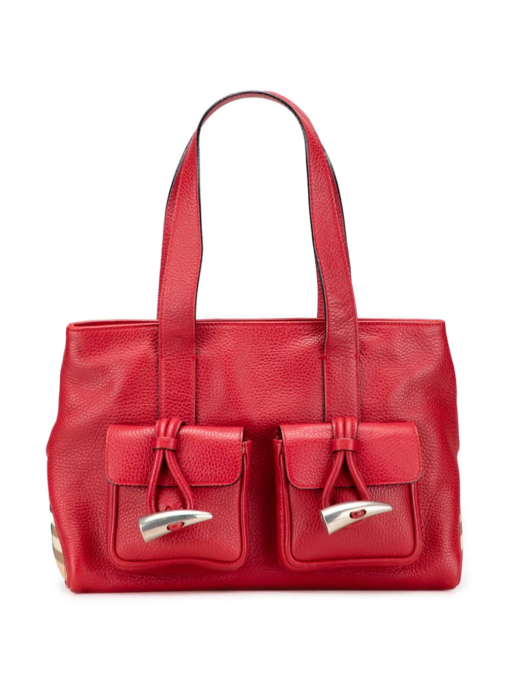 Pre-OwnedBurberry Pre-Owned2000-2017 House Check Trimmed Grainy Calfskin Horn Toggle tote bag