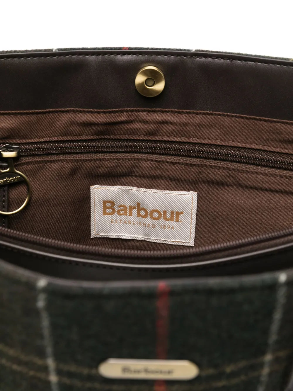 Barbourlarge plaid-pattern tote bag