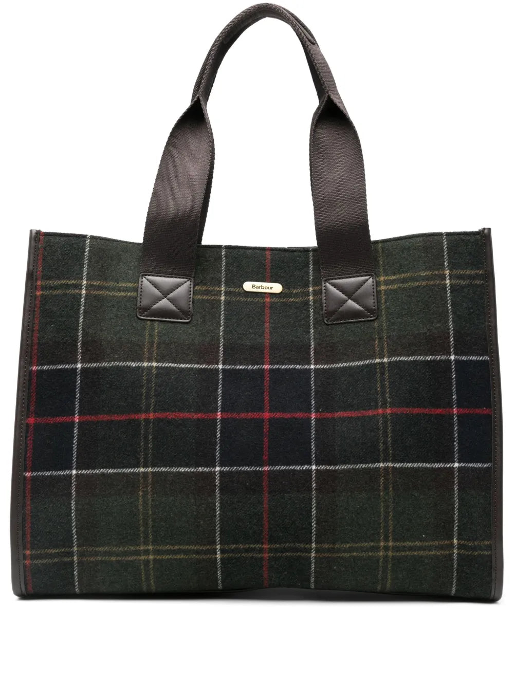 Barbourlarge plaid-pattern tote bag