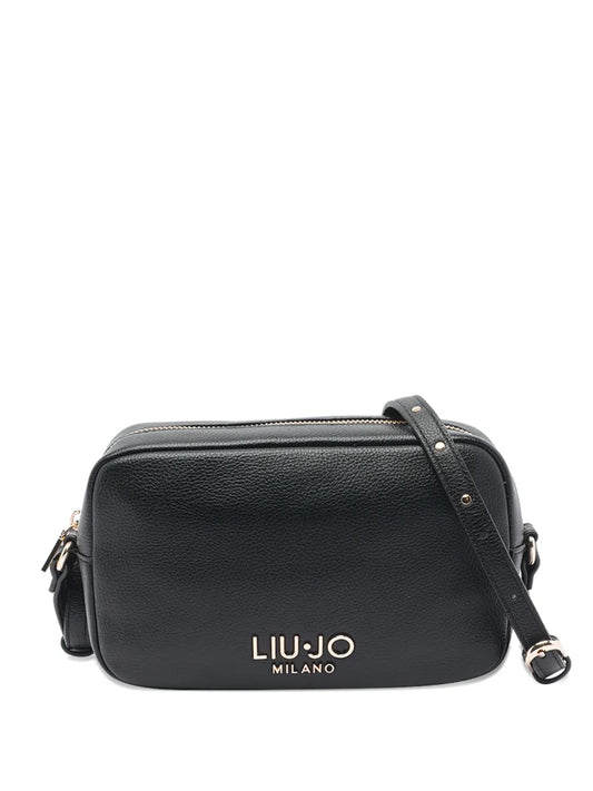 LIU JOsmall logo-plaque zip-top shoulder bag
