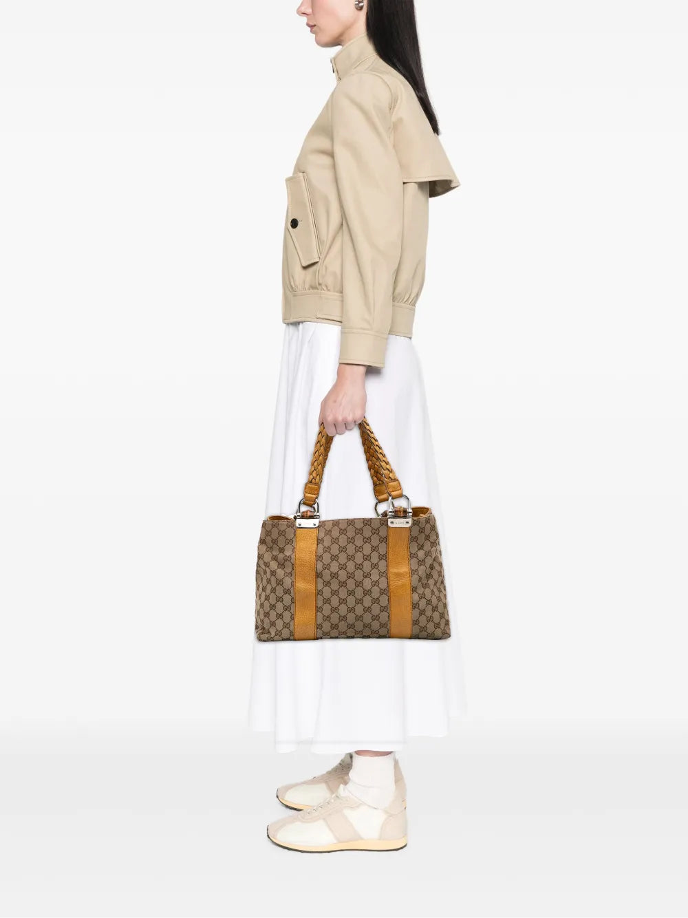 Pre-OwnedGucci Pre-Owned2016-2024 Medium GG Canvas Bamboo Libeccio tote bag