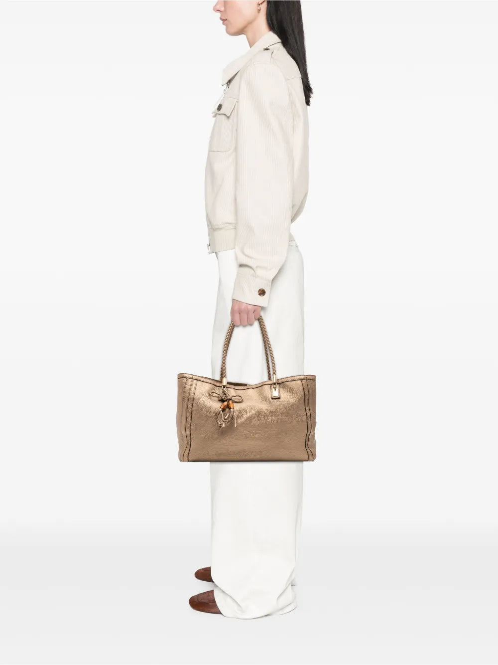 Pre-OwnedGucci Pre-Owned2016-2025 Metallic Grained Leather Bella tote bag