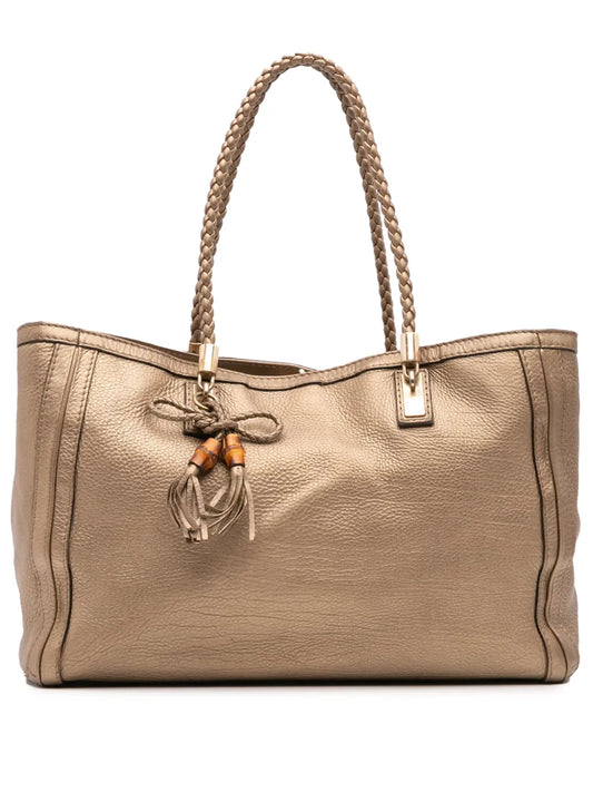 Pre-OwnedGucci Pre-Owned2016-2025 Metallic Grained Leather Bella tote bag