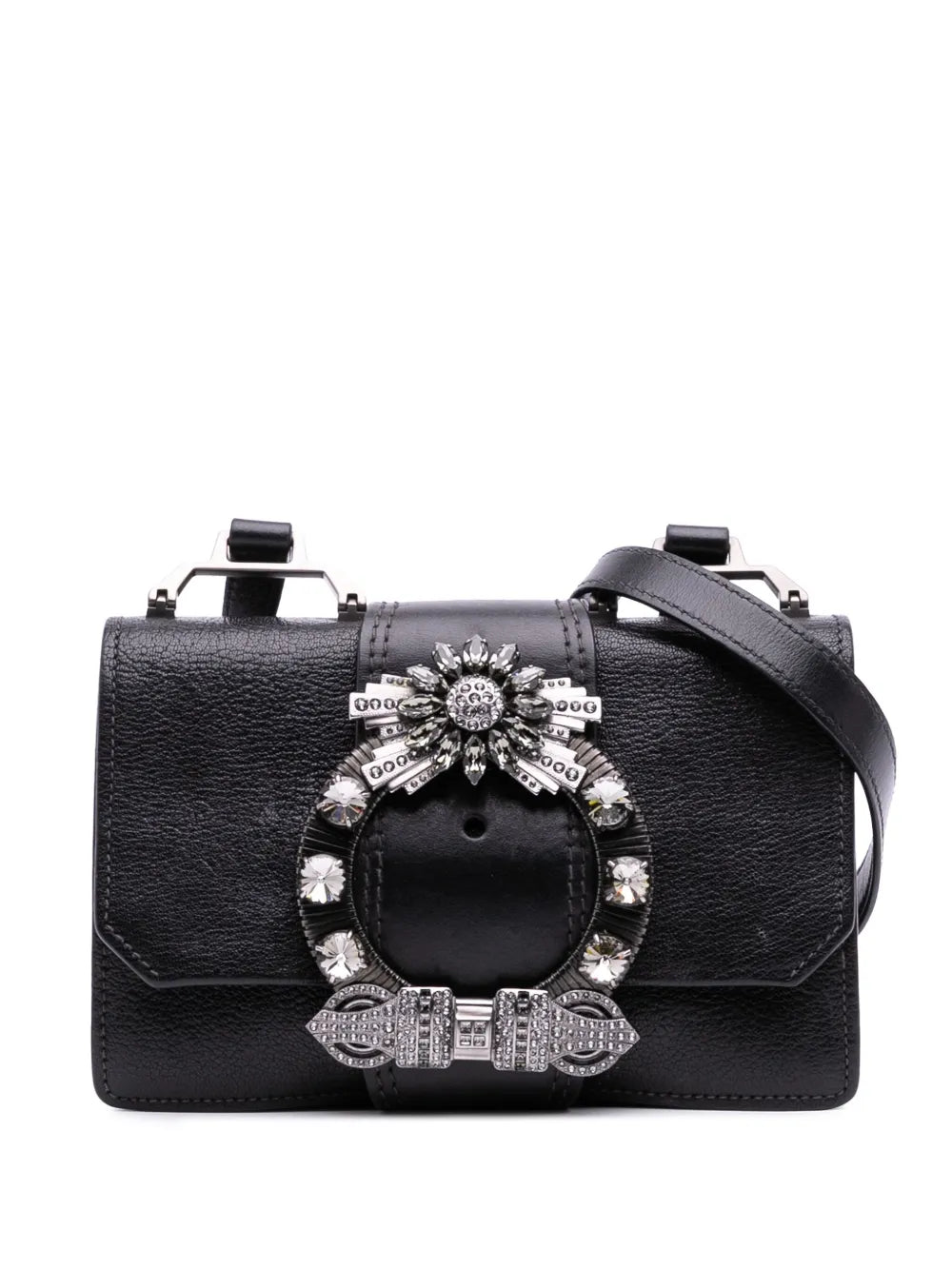 Pre-OwnedMiu Miu Pre-Owned2010-2025 Goatskin Madras Soft Calf Crystal Embellished crossbody bag
