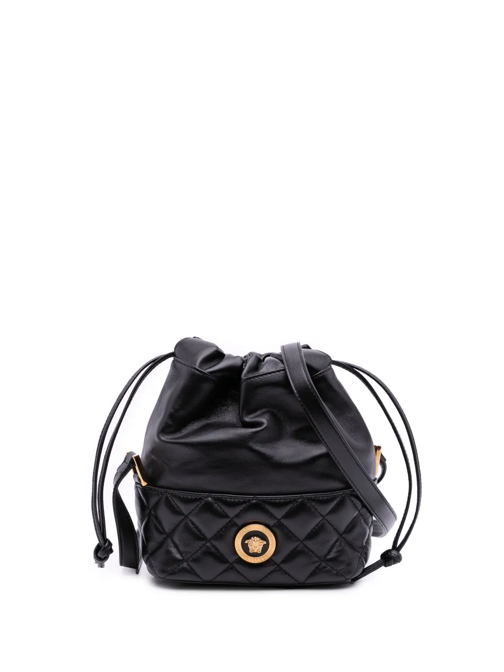 Pre-OwnedVersace Pre-Owned2019-2025 Quilted Calfskin La Medusa Drawstring bucket bag
