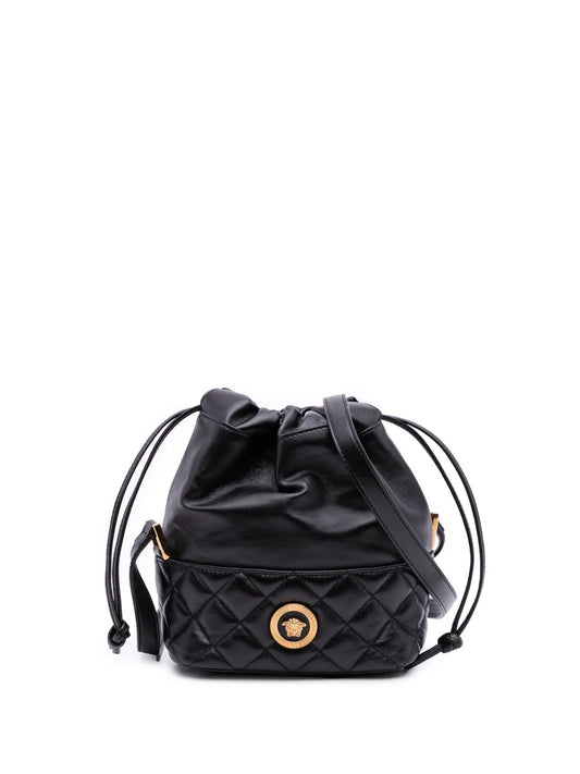 Pre-OwnedVersace Pre-Owned2019-2025 Quilted Calfskin La Medusa Drawstring bucket bag
